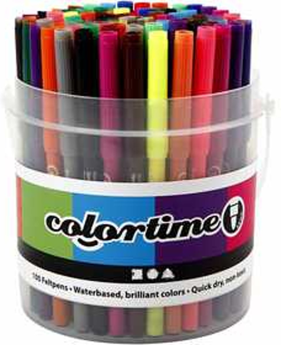 Colortime stift, lijndikte: 2 mm, diverse kleuren, 100stuks [HOB-373543]